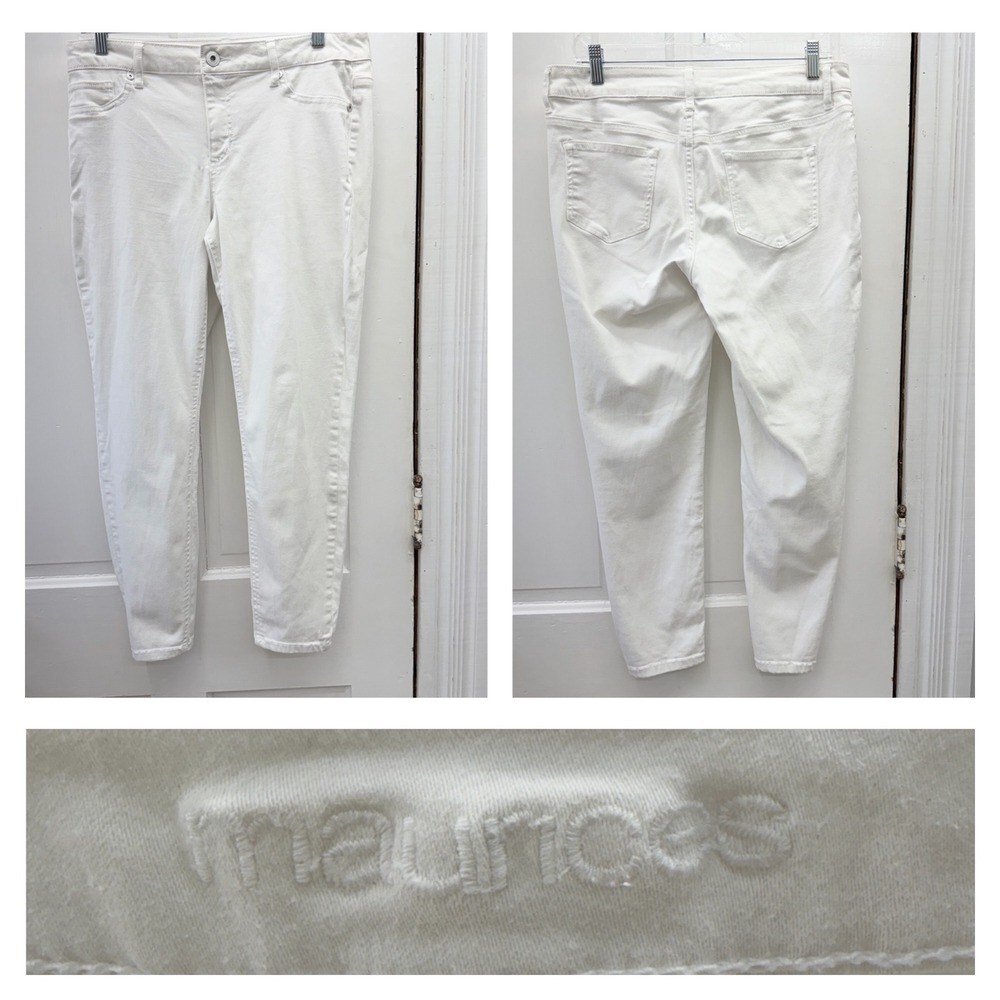 Maurices Womens Large Short White Denim Skinny Jeans Jeggings Stretch